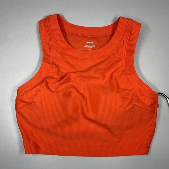 NEW STAUD Dunes Tankini Bikini Top Size L – Cayenne Orange Crop Swim Shirt - Picture 3 of 7